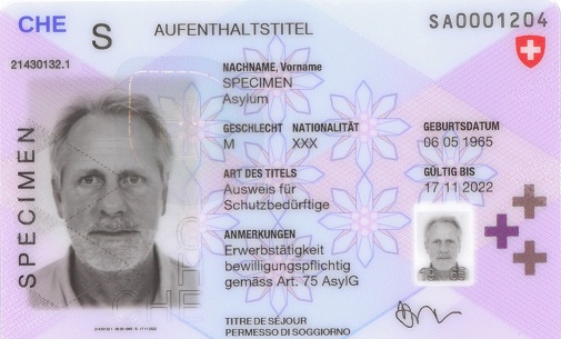 Ausweis S (für Schutzbedürftige)